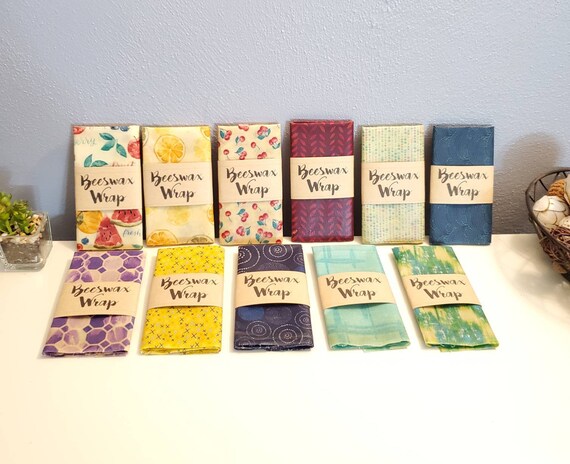 Bulk Order of 10 Homemade Beeswax Wraps reusable eco friendly food covers. 8 x 10 size Similar to Bee's Wrap.