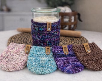Handmade Crocheted Jar Cozy for Sourdough Starter | Insulated Crochet Sleeve | Baker Kitchen Gift