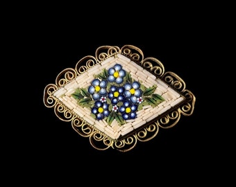 Vintage Micro Mosaic Brooch/Pin Made in Italy