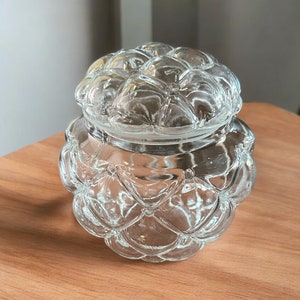 Vintage EAPG Consolidated Glass Clear Biscuit Jar Florette Quilted Diamond - RARE