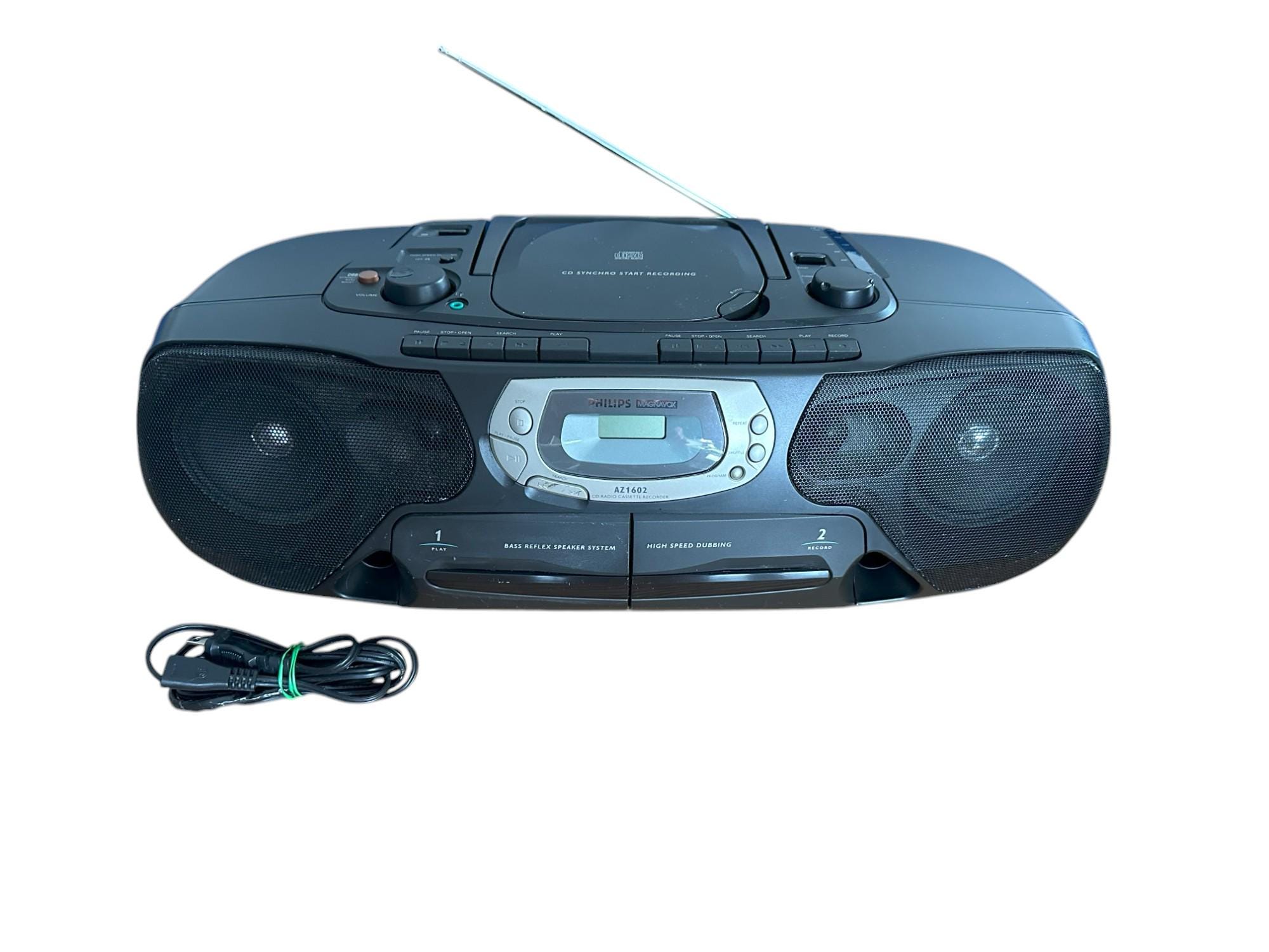 Vintage Philips Magnavox AZ1602 Boombox CD, Dual Cassette Player