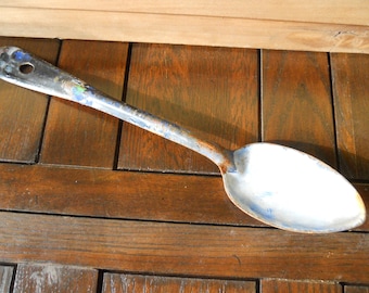 Vintage enamelware spatterware stirring spoon chippy rust photography prop decoration