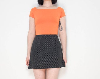 90s A-Line Polka Dot Mini Skirt/ Size S / 27