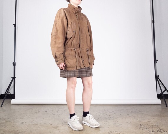 LEATHER Jacket / Vintage 80s ADA Brown Beige Leath