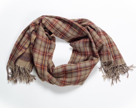 WOOL DOUBLE Woven Extra Wide Long Scarf / Vintage