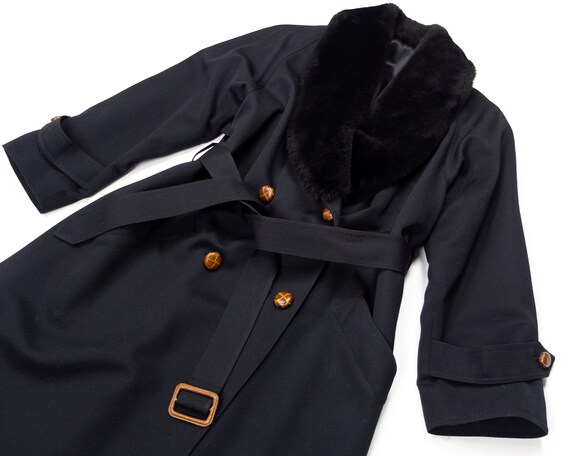 Black WOOL Trench Coat / Vintage 90s UNION Label M