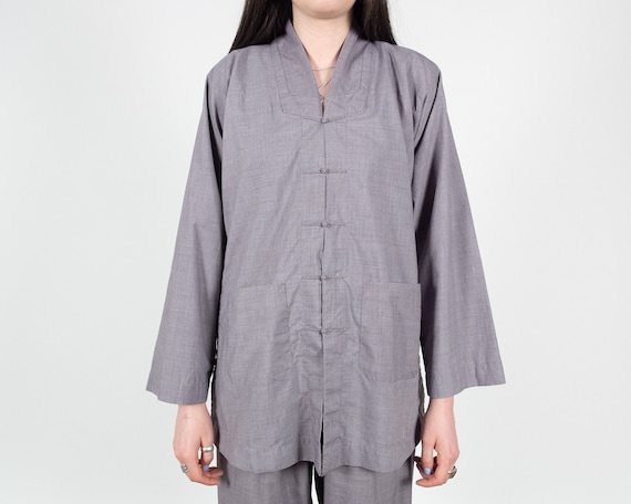 TWO PIECE Set Pajamas / Light Grey Purple Top & Pa