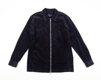 Black CORDUROY Jacket / Y2K Boxy Corduroy Zip Up Jacket / Vintage Le 31 Simons Jacket / Size Large