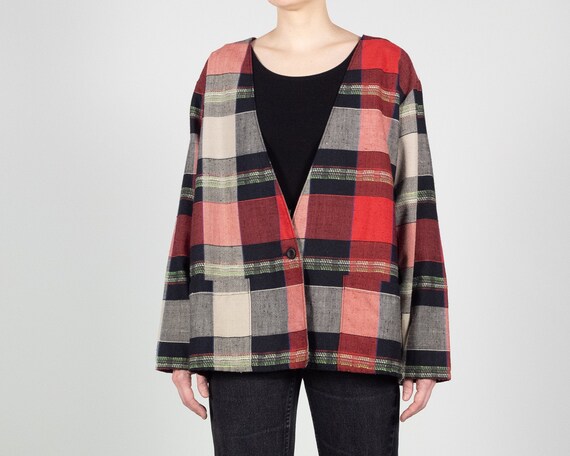 Vintage BOXY Oversize Blazer / Woven Rayon Blazer