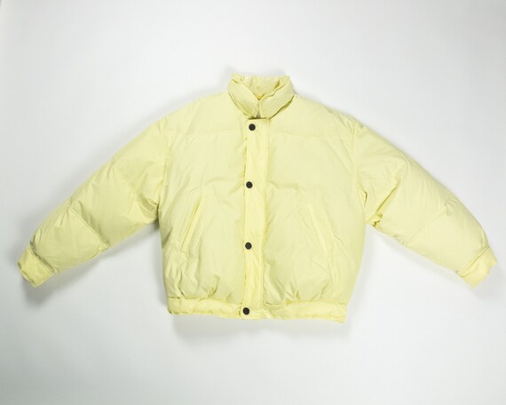 YELLOW DOWN Puffer Jacket Cropped Colle Ski Wear C
