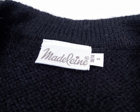 Vintage MOHAIR Cardigan / Embroidered Black Mohair Sweater ...