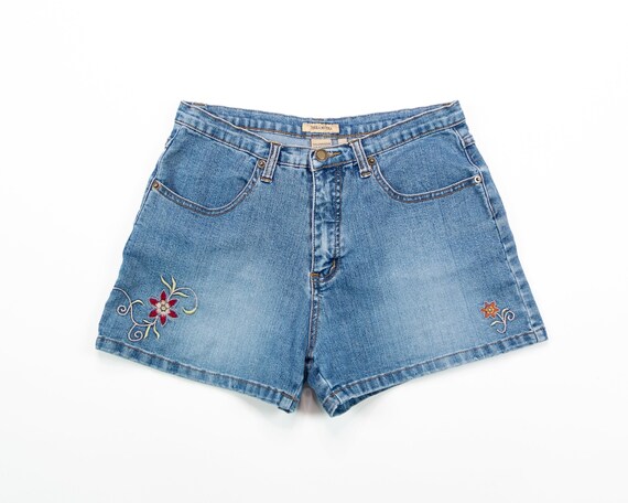 90s JEAN SHORTS / Embroidered Denim 