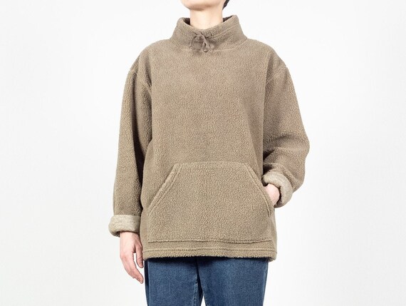 Beige FLEECE Mockneck Sweater / Vintage GAP Fleece