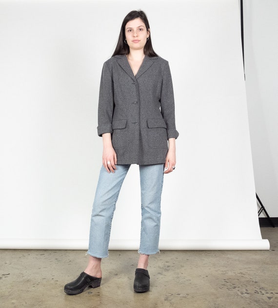 STEILMANN Boxy Grey Wool Blend Blazer Made in Germ