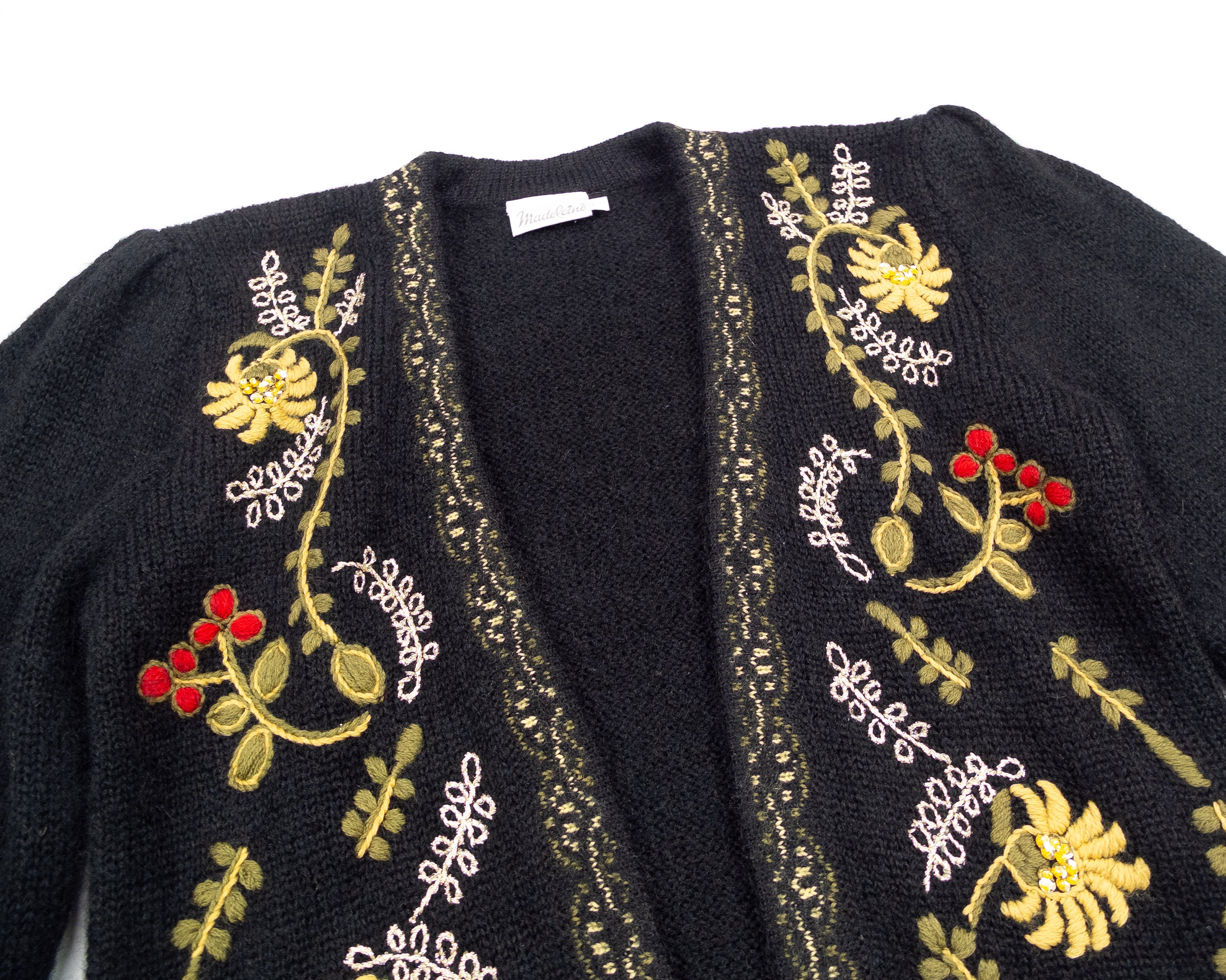Vintage MOHAIR Cardigan / Embroidered Black Mohair Sweater / - Etsy