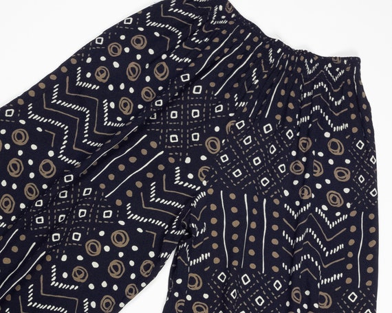 WIDE LEG Palazzo 80s Cropped Pants Rayon Abstract