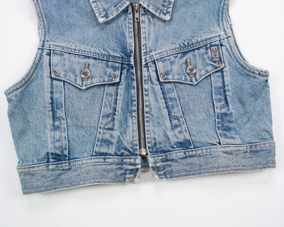 90s DENIM Vest / Light Wash Zip up 