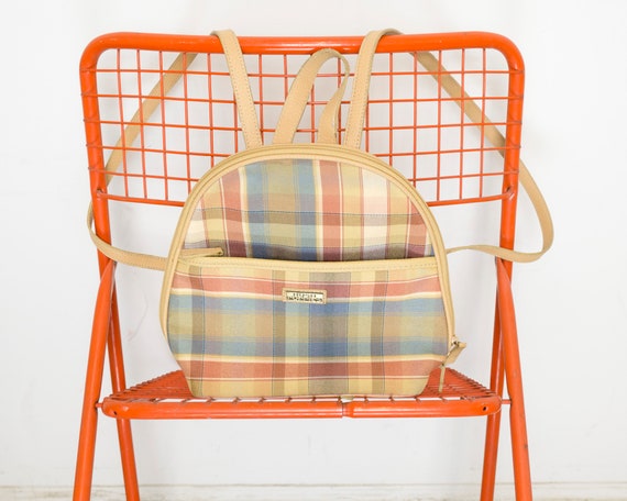 VEGAN Pastel Plaid Mini Backpack / 90s Small Paste