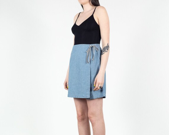 Waist 27 Inches / CHAMBRAY Denim Skort / 100% Cott