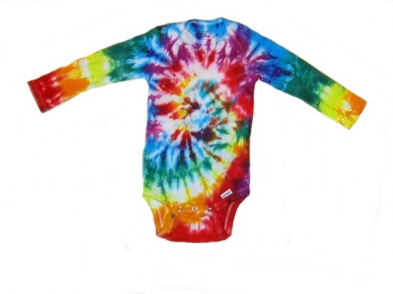 Orange//Yellow Swirl Baby Romper//Onesie Long Sleeve 100/% Cotton Tie Dye Dyed