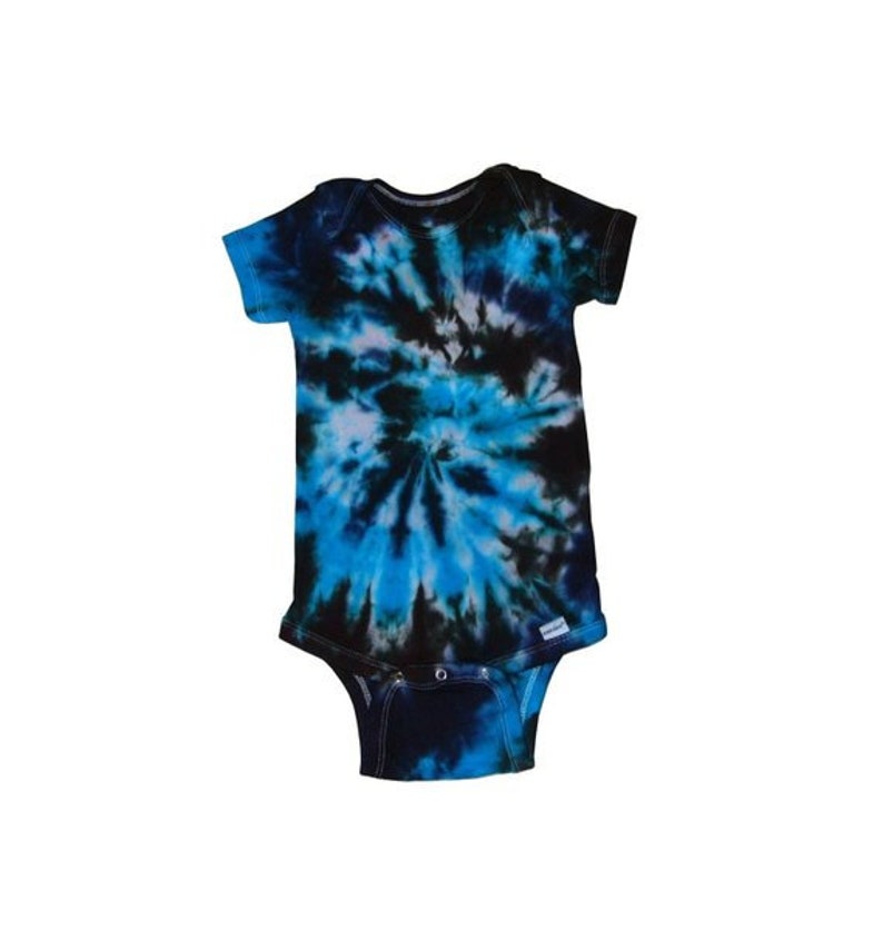 Tie Dye Baby One Piece Short Sleeve Bodysuit Child of Mine Brand and Baby Socks Gerber Brand Set Spiral