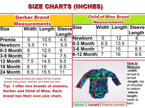 Child Of Mine Size Chart