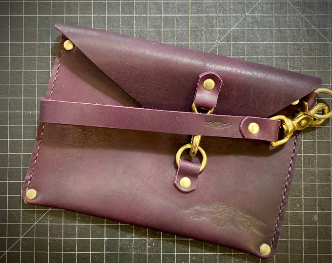 Purple Bison leather wristlet