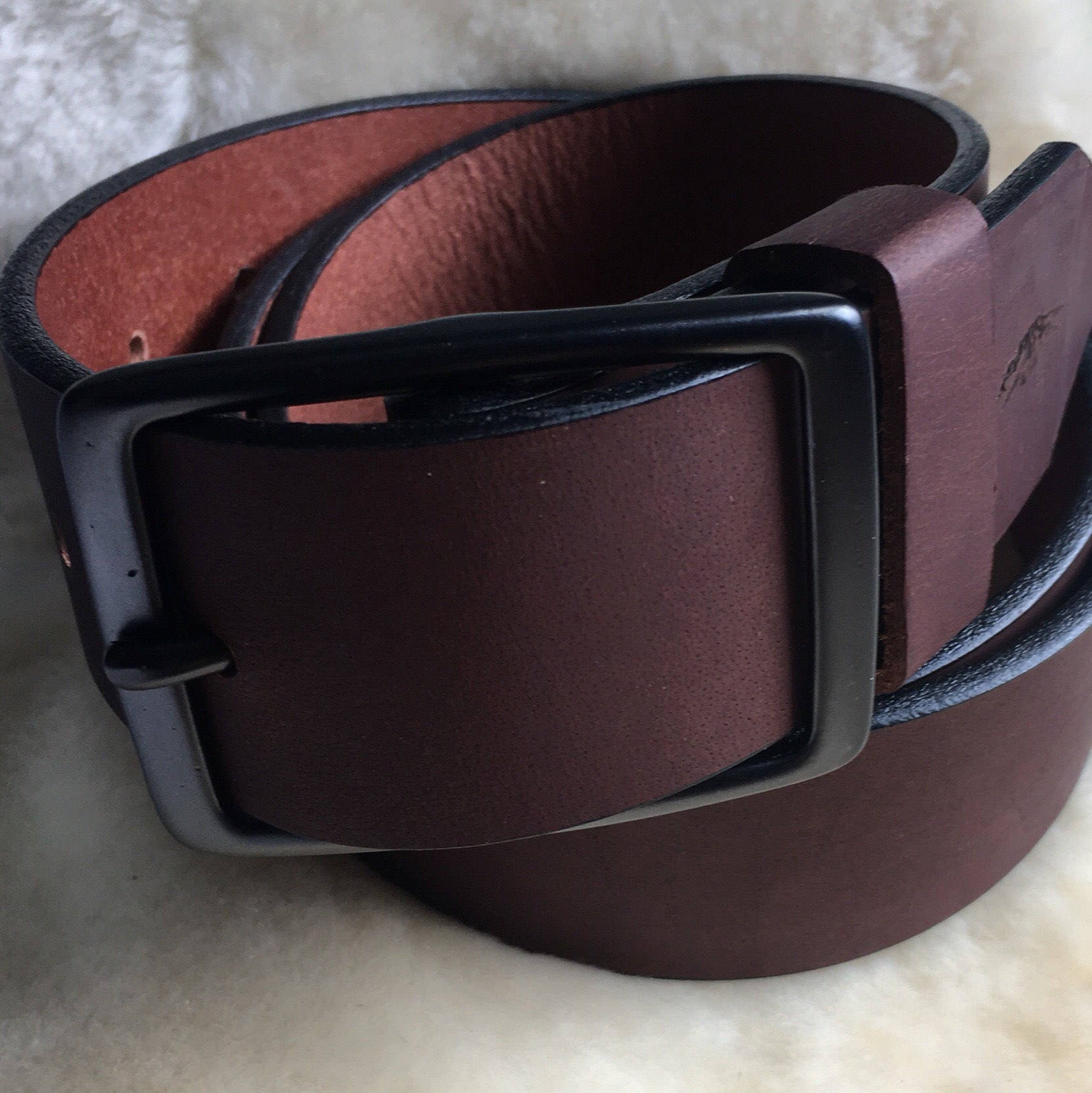 Bison/Buffalo Leather Belt with Brass Buckle