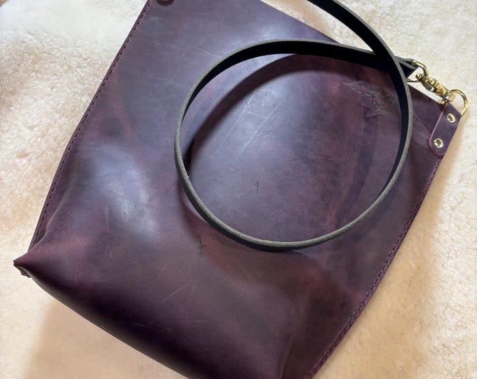 Handmade Bison Leather crossbody bag
