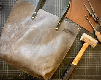 Grey Bison leather tote