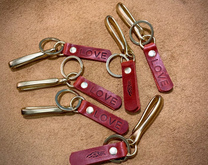 LOVE Red bison and brass fishhook keychain