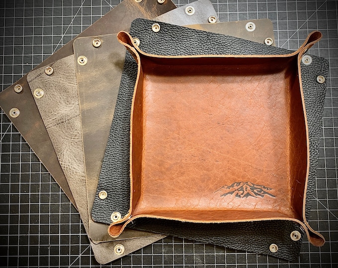 Bison/ Buffalo leather Valet tray 10”x10”