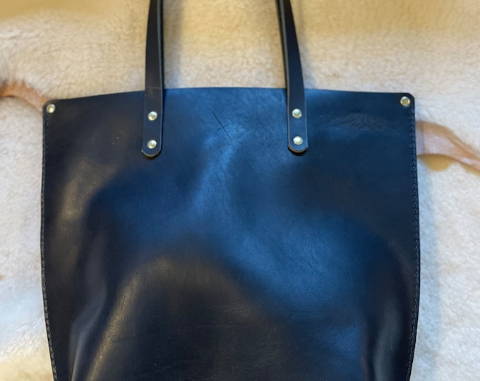 Hand made Black Bison Leather Tote