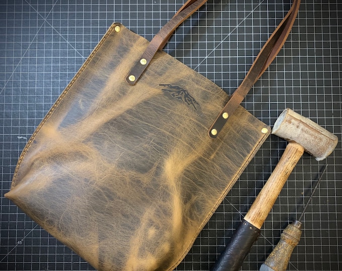 Hand made Bison leather tote