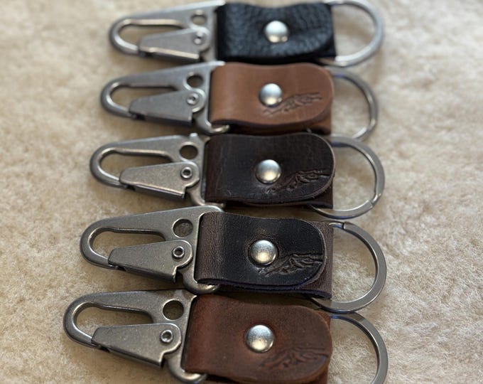 Gunmetal Grey and Bison leather sling Keychain