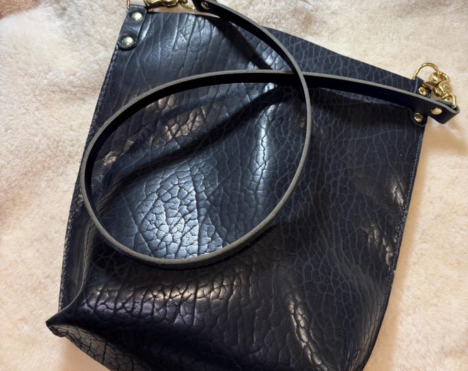 Handmade Shrunken Bison Leather crossbody bag
