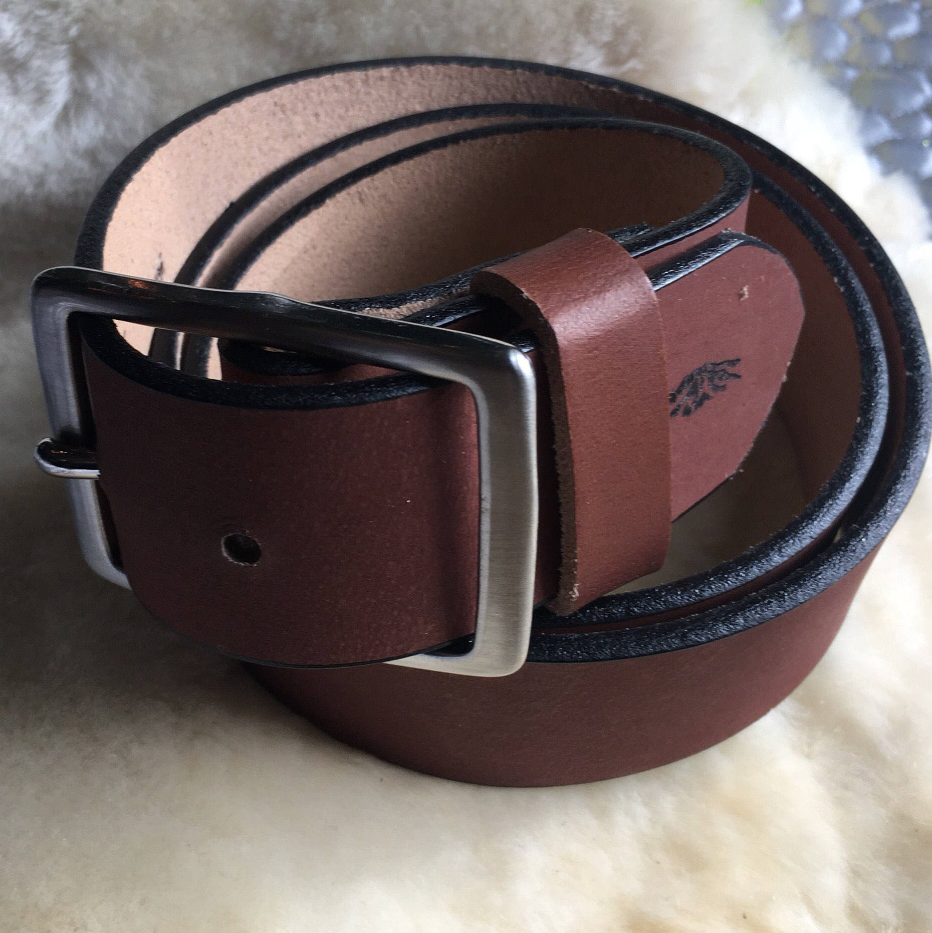 Bison/Buffalo Leather Belt with Brass Buckle