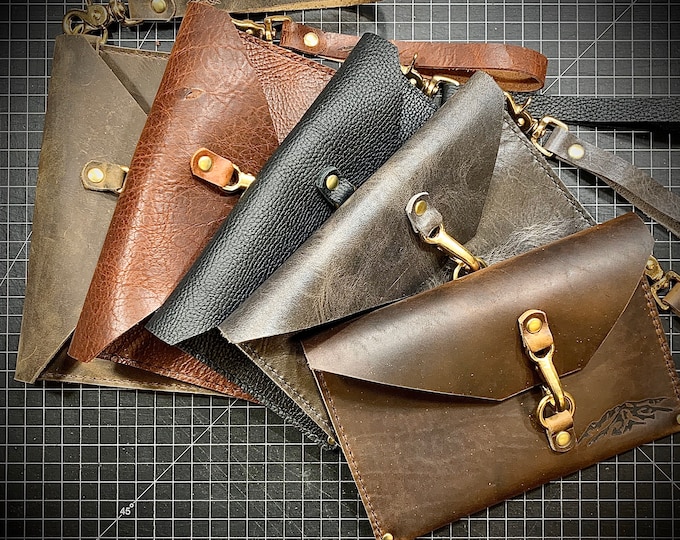 Hand made Bison/Buffalo leather Wristlet