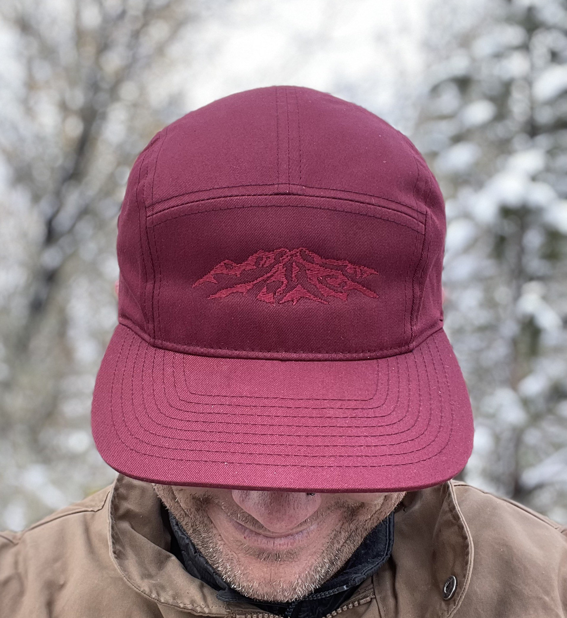 Burgundy 5 panel Hat