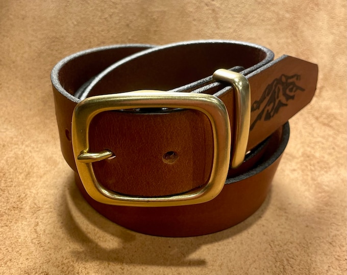 Custom Cognac Bison leather belt