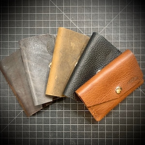 Bison Leather Unisex Double Pocket Snap Wallet