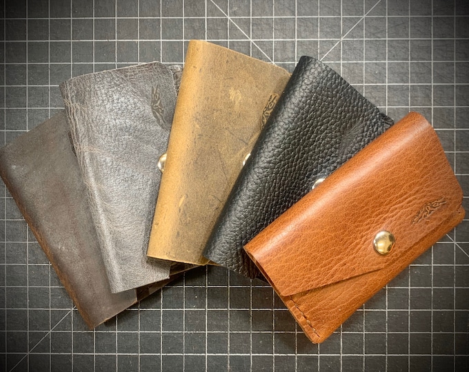 Bison Leather Unisex Double Pocket Snap Wallet