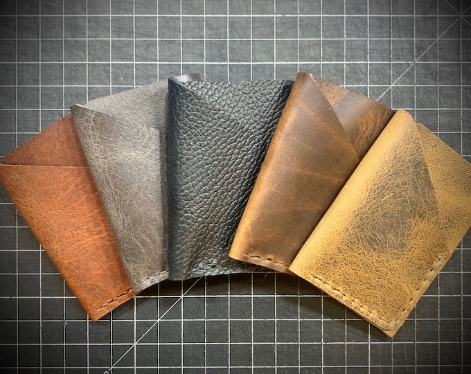 Buffalo Bison Leather Double Pocket Card Holder Wallet