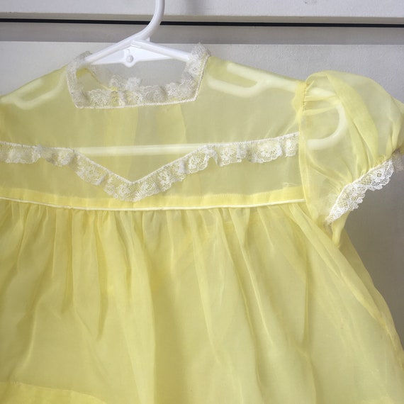 Vintage Baby Dress Yellow White Sheer Easter Past… - image 2