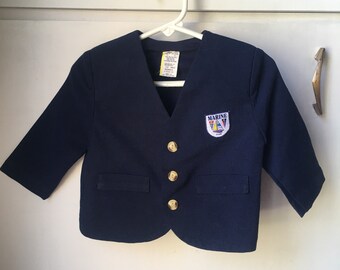 Vintage Boys Jacket Nautical Marine Sail Sailboat Boat Blue Navy Boy - 70s 70's Retro 12 Month Mo