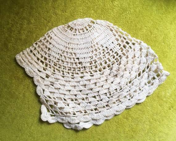 Vintage Crocheted Crochet Baby Hat Bonnet Cap Birt