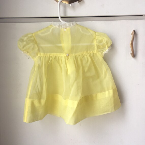 Vintage Baby Dress Yellow White Sheer Easter Past… - image 3