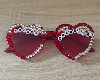 Ready to ship premade Conan Gray VODKA CRANBERRY Handmade Rhinestone Sunglasses for Wishbone concerts