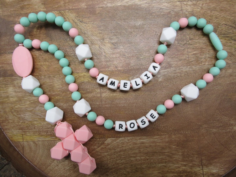Personalized Catholic Teething Rosary Baptism Gift Custom Etsy