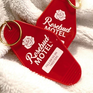 Rose Motel Key Tag - Solid Red Keychain Rose Keychain